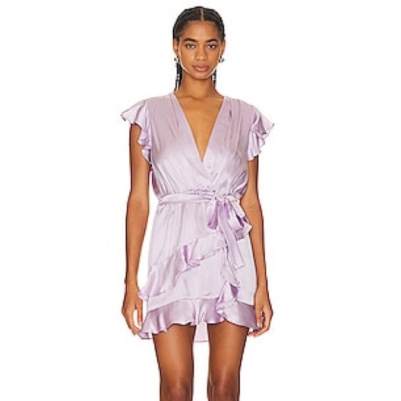NWT AMANDA UPRICHARD Johanna Mini Silk Dress in Lavender size XSMALL - Picture 2 of 11